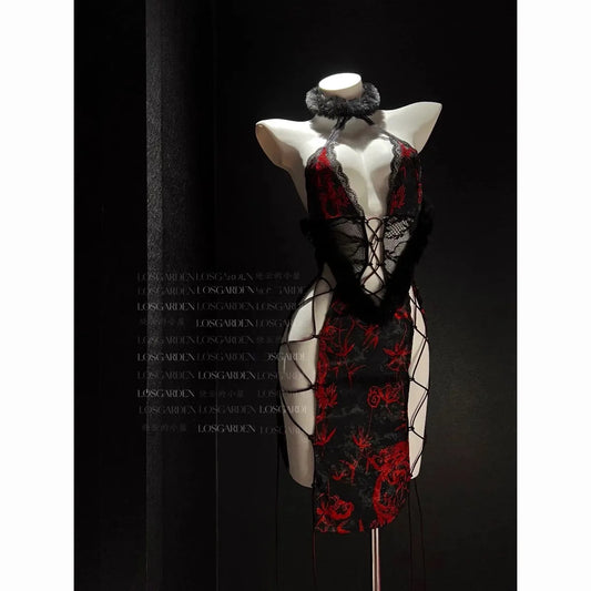 Burning Clouds "You Mo Ling Long" Super Hot Cheongsam *Exquisite and Seductive Cheongsam for a Slim Waist, Exuding a Womanly and Mature Charm